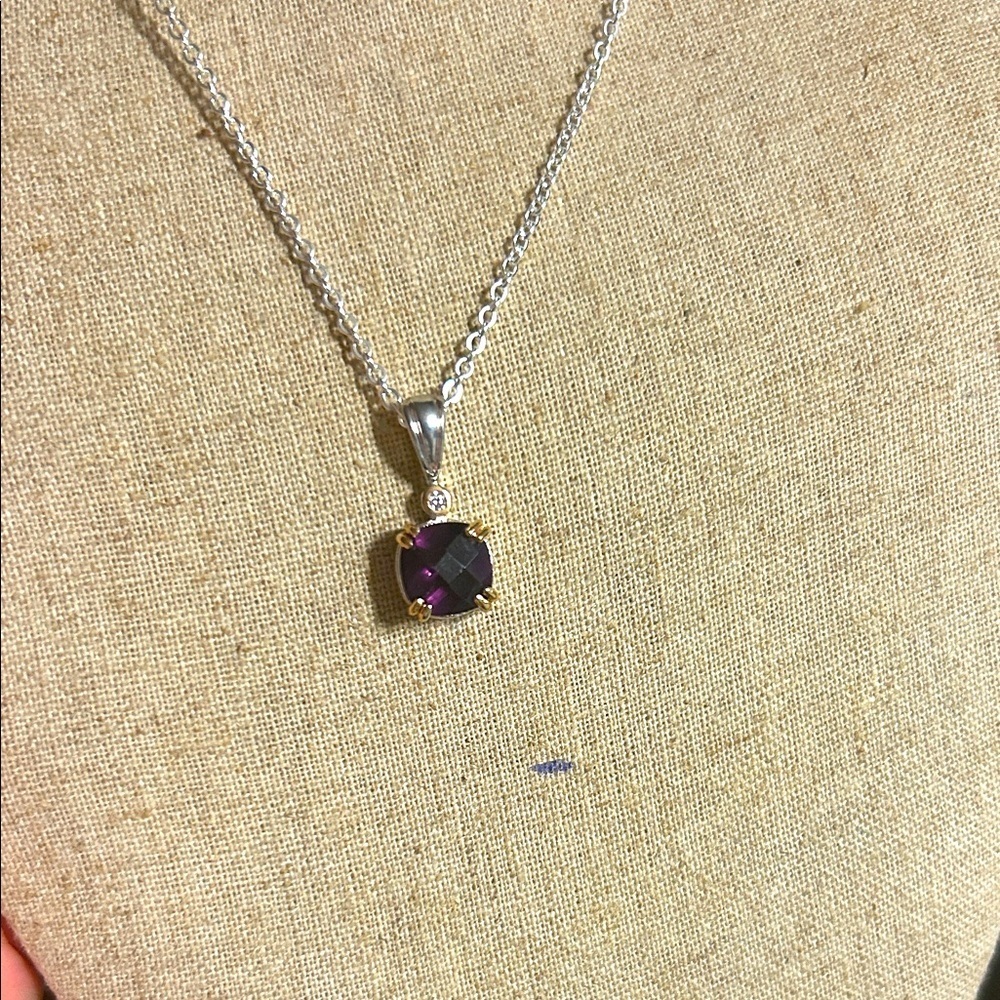 Charter Club Silver Necklace with Purple Pendantโ